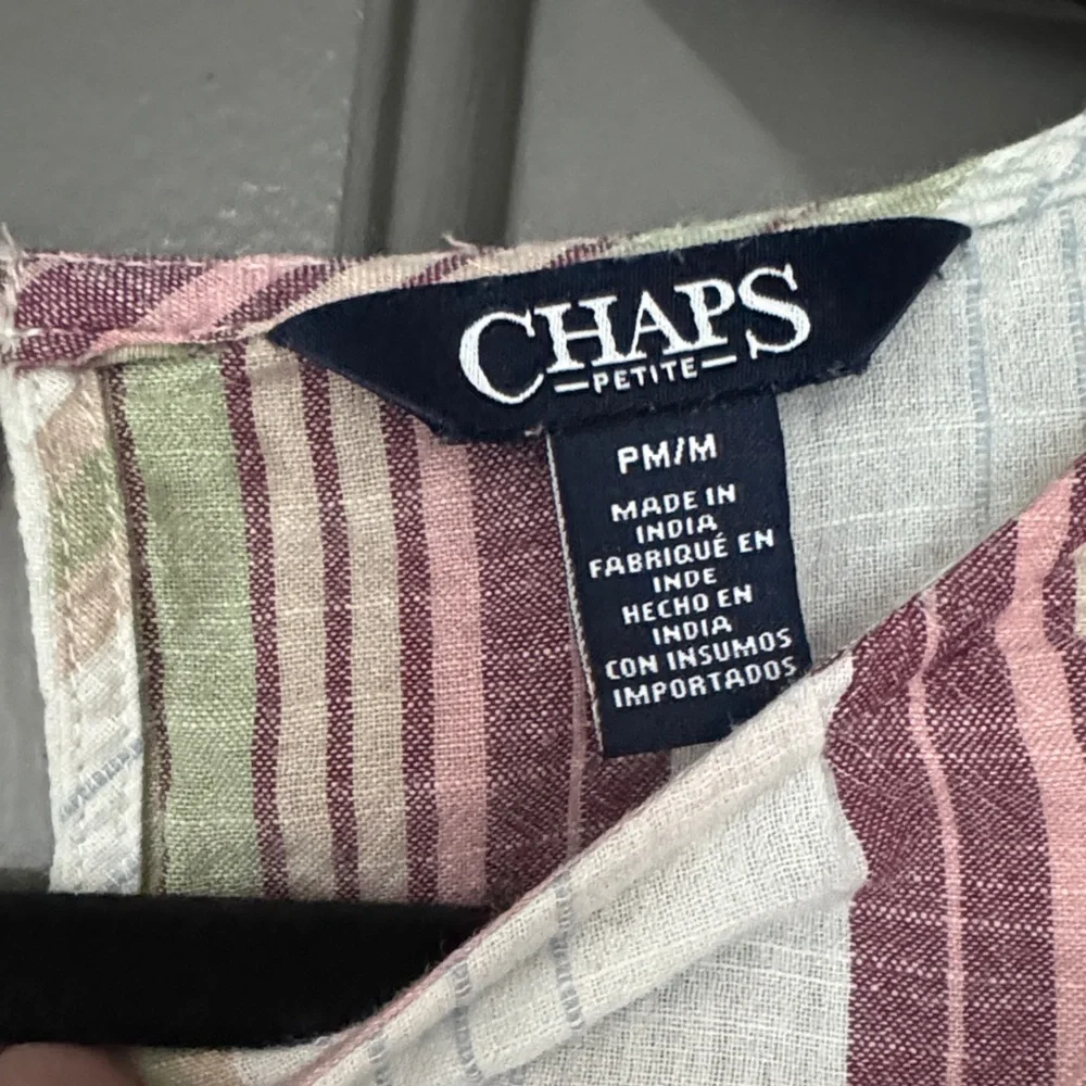 Chaps Multicolor Striped Ruffle Sleeve Blouse - Picture 3 of 3